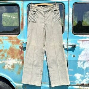 70s Miss His dead stock grey corduroy pants w/ high rise wide leg